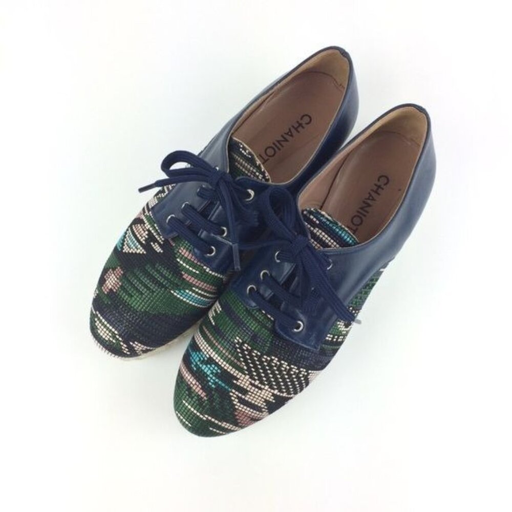 Women's Chaniotakis Tapestry Platform Oxford Espadrille Sneakers Size 7 - Picture 3 of 8